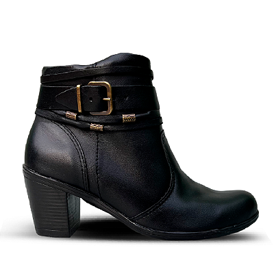 Bota Feminina Cano Curto Salto Médio Preta