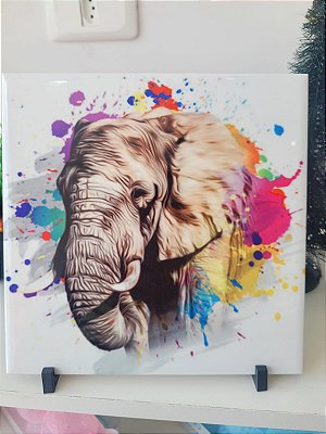Azulejo decorativo personalizado Elefante aquarela