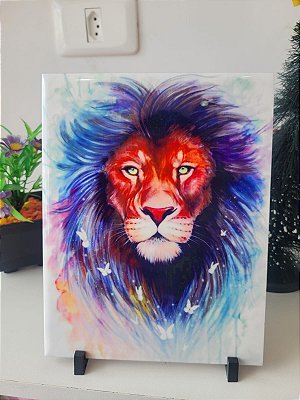 Azulejo decorativo personalizado Leão aquarela