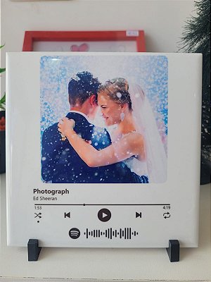 Azulejo com Foto, Frase e Qr Code para Música Spotify 15x15