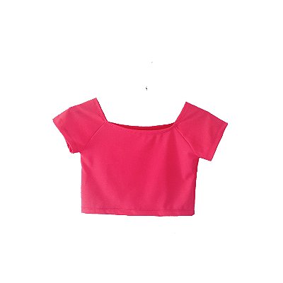 Cropped Neon Ombro a  Ombro Rosa