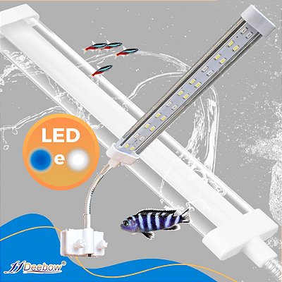 Luminária para Mini Aquário - 14cm flexível com Led Branco e Azul 6w