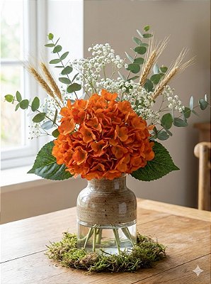 BUQUE DE HORTENSIA LARANJA TERRA COTA 49CM 11182