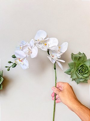 HASTE ORQUIDEA SILICONE C/7 BRANCA 93CM 128323
