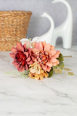 BUQUE FLOR DALIA LIRIO HORTENSIA MARSALA OUTONADO MISTO LUXO 11969M