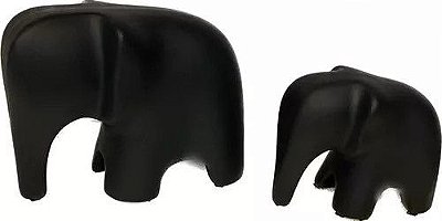 ENFEITE CERAMICA FAMILIA ELEFANTE PRETO FOSCO 11044PF