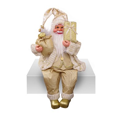 PAPAI NOEL SENTADO SACO PRESENTE 50CM 129115