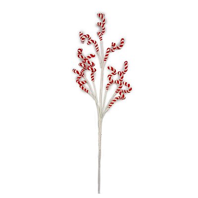 GALHO ENFEITE DE NATAL BENGALA VERMELHO BRANCO 80CM