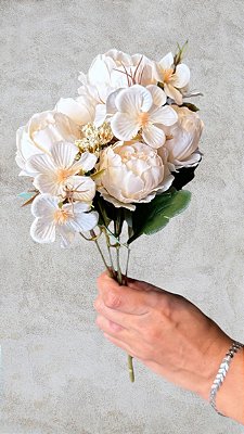 PEONIA ARTIFICIAL BUQUE BRANCO 24CM 129088