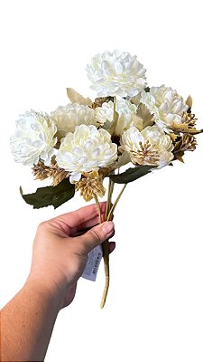 BUQUE CRISANTEMO 25CM FLOR ARTIFICIAL BRANCO 129098
