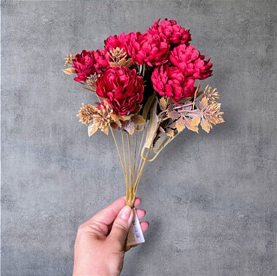 BUQUE CRISANTEMO 25CM FLOR ARTIFICIAL VERMELHO 129097
