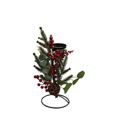 CASTICAL MIX FOLHAS BERRIES NATAL 23CM 129337