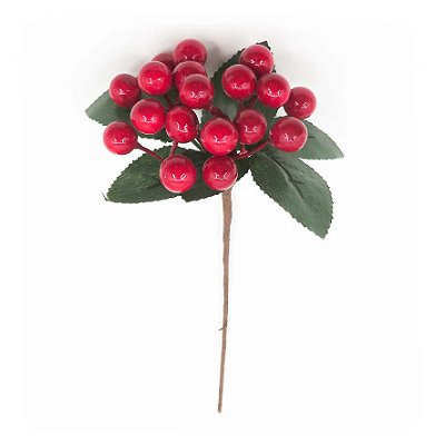 GALHO FOLHAGEM E BERRIES AZEVINHA 24CM 129174