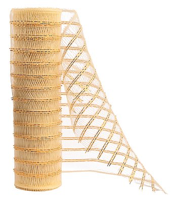 TELA DECORATIVA ARAMADA 26CM C/5M ABERTA FIO DOURADO 129168