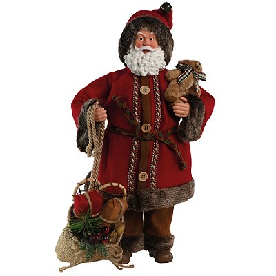 PAPAI NOEL SACO PRESENTE URSO RUSTICO 40CM 129265