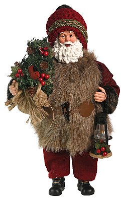 PAPAI NOEL CASACO DE PELE LAMPIAO RUSTICO 40CM 129264