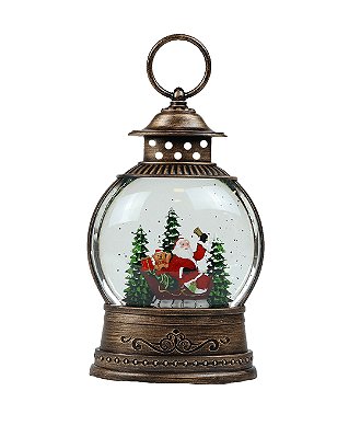 LANTERNA PAPAI NOEL 12,5X20CM LUZ E MUSICA CABO USB 129158