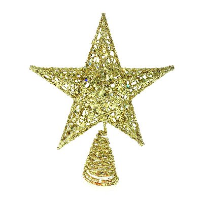 PONTEIRA ESTRELA TRIDIMENSIONAL 25CM DOURADA 129146