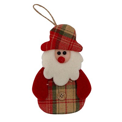 ENFEITE ARVORE PAPAI NOEL TECIDO 8,5X13CM XADREZ 129134