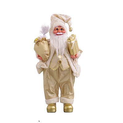 PAPAI NOEL SACO PRESENTE 46CM DOURADO 129118
