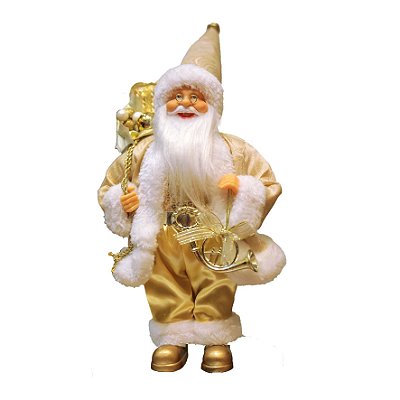 PAPAI NOEL SACO PRESENTE 30CM DOURADO 129117