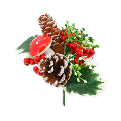 PICKS DECOR PINHAS/BERRIES 22CM COGUMELO 129111