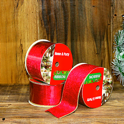 FITA ARAMADA ENFEITE DE NATAL 6,3CMX9,14M VERMELHO DUPLA FACE 129211