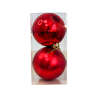KIT BOLA DE NATAL 12CM C/2 UN VERMELHO 129362