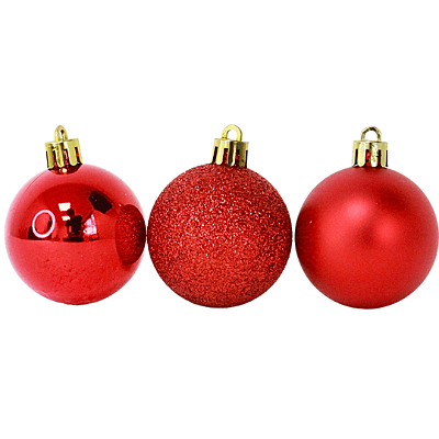KIT BOLA DE NATAL 8CM C/6 UN VERMELHA 129234