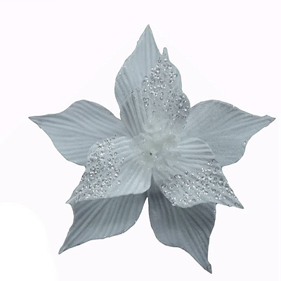 FLOR DE NATAL BRANCA 24CM CABO 15CM 129224