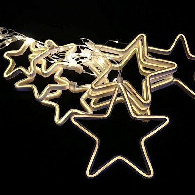 ESTRELA CORDÃO DE LED BRANCO QUENTE NEON 3M X1,20M BIVOLT FUNÇÕES13760