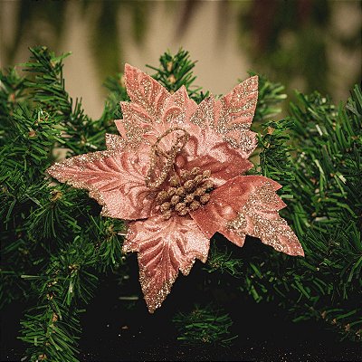 FLOR DE NATAL POINSETIA ROSE AVELUDADA 20CM 9973R