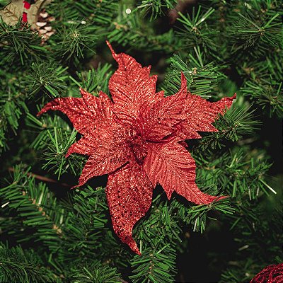 FLOR DE NATAL POINSETIA VERMELHA 30CM 9977V
