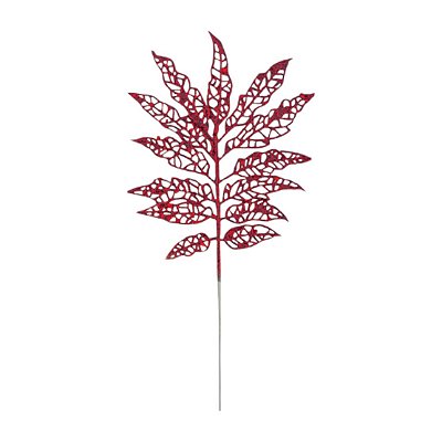 GALHO FOLHAS 30CM GLITER VERMELHO PLANTA 129181