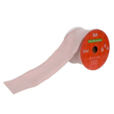 FITA NATALINA ARAMADA VELUDO C/COSTURA ROSA CLARO 6,3CMX9,14M 12711