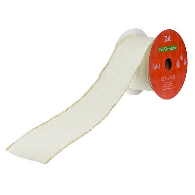 FITA NATALINA ARAMADA VELUDO C/COSTURA BEGE DOURADO 6,3CMX9,14M 12710