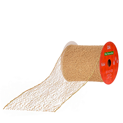 FITA ENFEITE NATAL LARGA TELA C/ GLITTER C/COSTURA DOURADO 12CMX5M 12916