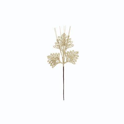 GALHO FOLHAS 30CM GLITER CHAMPANHE FLOR 129178