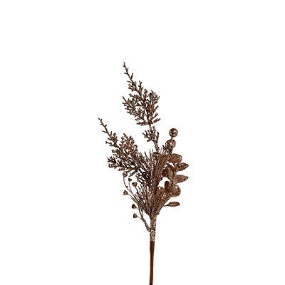 GALHO MIX FOLHAS/BERRIES GLITER 40CM CHAMPANHE 129461