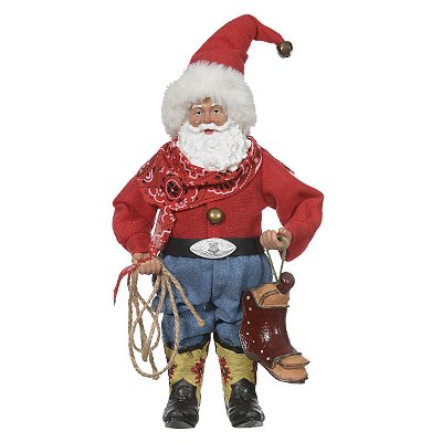 PAPAI NOEL COLEÇÃO COWBOY ENFEITE NATAL RESINA 30CM 13748