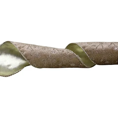FITA NATAL ARAMADA LUXO 6,3CM X 9M BEGE CHAMPANHE 129637