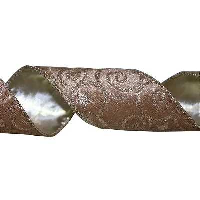 FITA NATAL ARAMADA LUXO 6,3CM X 9M BEGE CHAMPANHE 129638