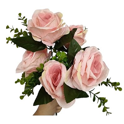 KIT ATACADO 10 BUQUE DE ROSA NATURA ROSA 24CM 130222