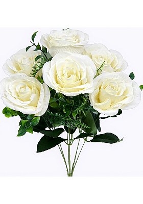 BUQUE ROSAS X7 BRANCO 44CM 130292