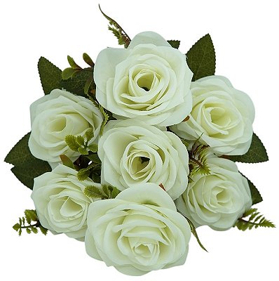 BUQUE DE ROSAS BRANCO OFF WHITE X7 38CM