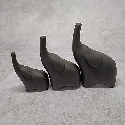 TRIO DE ELEFANTES PRETO FOSCO 130138