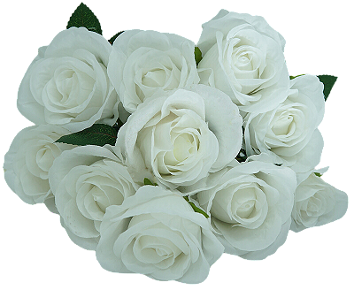 BUQUE DE ROSAS ARTIFICIAIS C/10 BOT 50CM 13875 - B - Branco