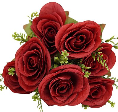 BUQUE DE ROSAS BOTOES X7 46CM VERMELHO 130471