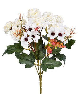 BUQUE MISTO CRISANTEMO E MARGARIDA 30CM X5 CREME 130543
