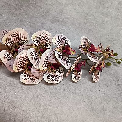 HASTE ORQUIDEA 3D GRANDE X9 - BRANCO C/ VINHO